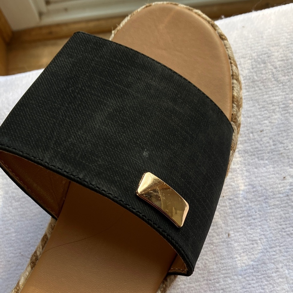Shoes Unbranded Women’s Slip on Wedge Espadrille Heel Sz 38 Black Denim Look - Picture 5 of 10